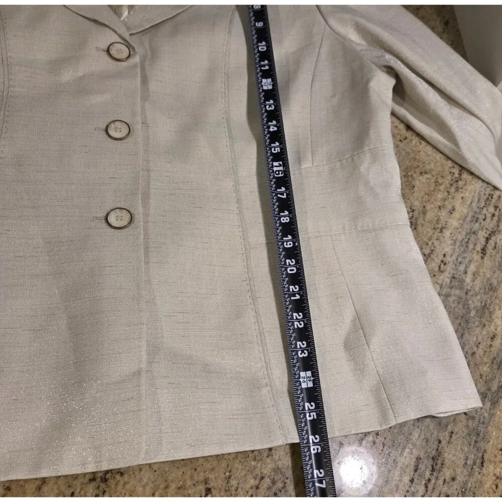 New! Albert Nipon Two Piece Light Green Skirt Set Suit Size 18W Sparkle 3 Button - Picture 7 of 16